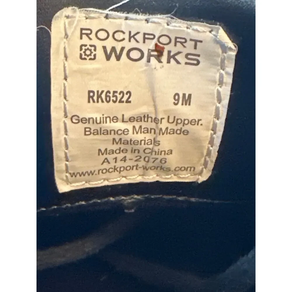 Rockport Works WorkUp Black Leather Slip Resistant Oxfords Shoes Mens Size 9M